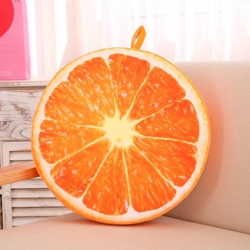 Fruit Pillow 3D Round Cosines Seat Creative Home Decor - Orange